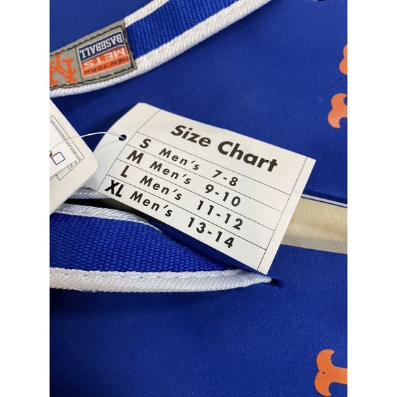 New York Mets Sewn Patch Team Logo Flip Flops Blue and Orange New Sz‎ XL 13-14 - Picture 5 of 8